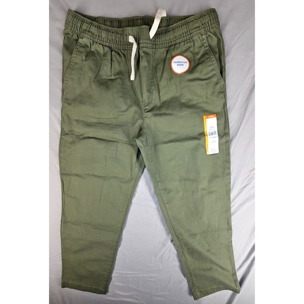 Boys Pull On Pant Reinforced Knee Husky s Size L 10–12 Green Drawstring  NWT